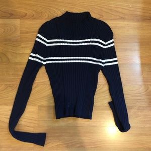 PacSun Lottie Moss Striped Cropped Mock Neck Top